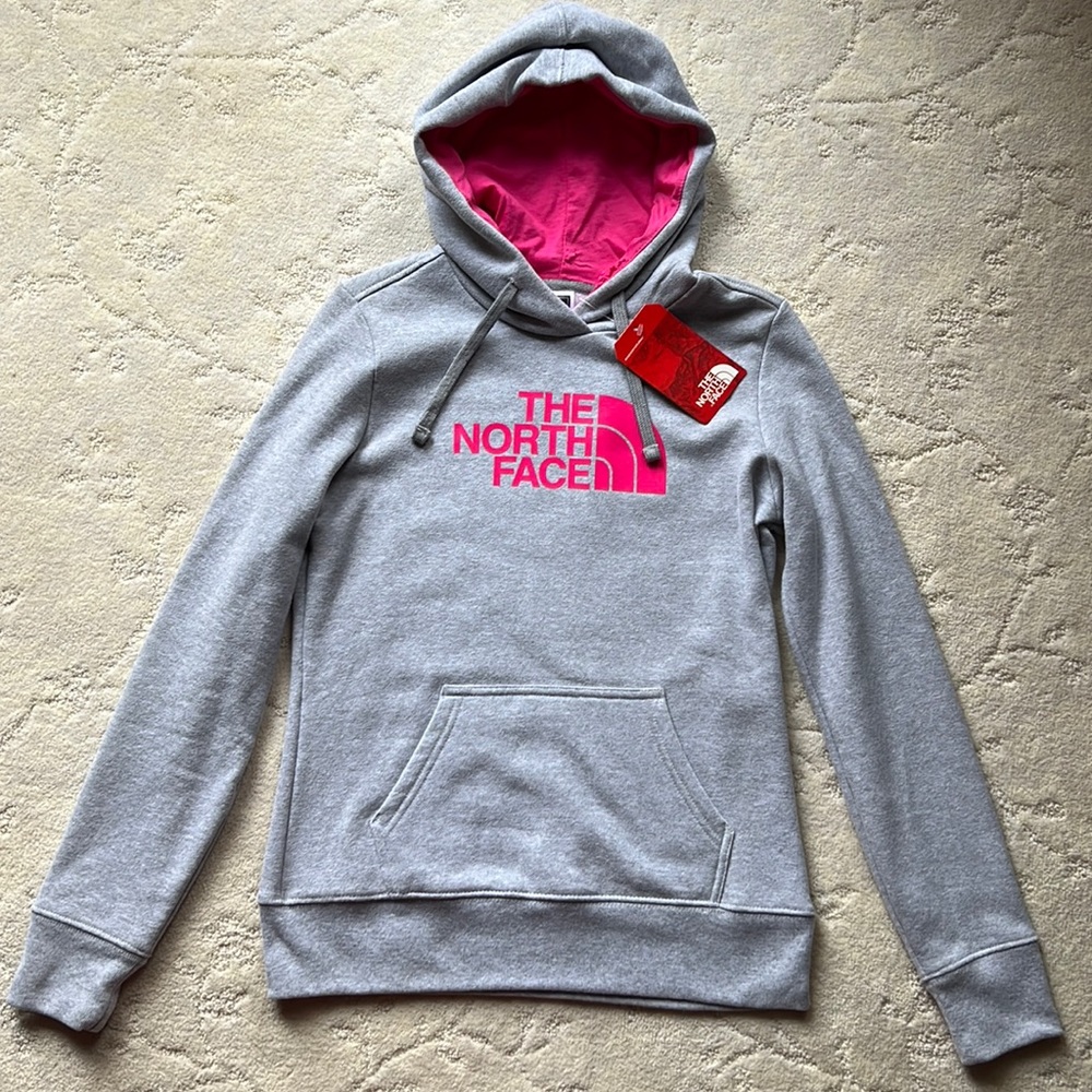 Defective Light Gray & Bright Pink The North Face Hoodie, NWT